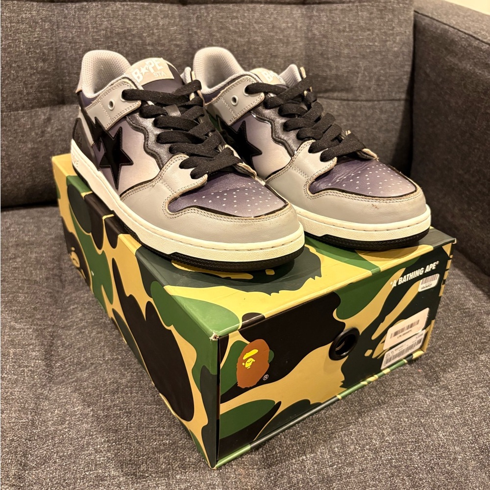 BAPE SK8 STA Sneakers Mens Size 11 Grey Black Skate Shoes Bapesta MX91002